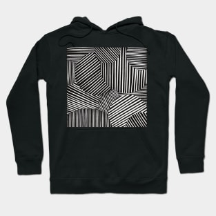 Striped Circles Collage, Black and White Digital Illustration Hoodie